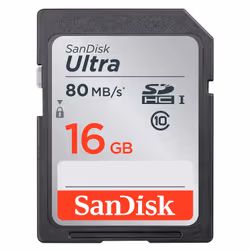 SanDisk Ultra, 16 Go, SDHC, Classe 10, UHS-I, 80 Mo/s, Résistant à un aimant, Résistant aux chocs, Résistant à une températur ...