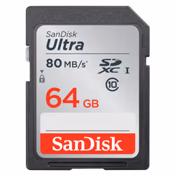 SanDisk Ultra, 64 Go, SDXC, Classe 10, UHS-I, 80 Mo/s, Résistant à un aimant, Résistant à une température, Imperméable