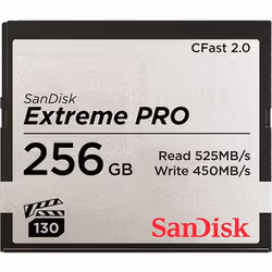 SanDisk Extreme Pro, 256 Go, CFast 2.0, 525 Mo/s, 450 Mo/s, Noir, Argent
