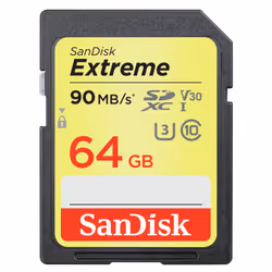 SanDisk Extreme, 64 Go, SDXC, Classe 10, UHS-I, 90 Mo/s, 40 Mo/s