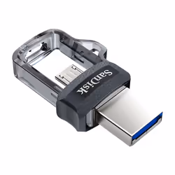 SanDisk Ultra Dual m3.0, 128 Go, USB Type-A / Micro-USB, 3.2 Gen 1 (3.1 Gen 1), Slide, 5,2 g, Noir, Argent, Transparent