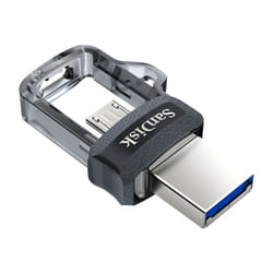 SanDisk Ultra Dual m3.0 lecteur USB flash 128 Go USB Type-A / Micro-USB 3.2 Gen 1 (3.1 Gen 1) Noir, Argent, Transparent