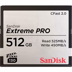 SanDisk Extreme Pro, 512 Go, CFast 2.0, 525 Mo/s, 450 Mo/s, Noir, Gris