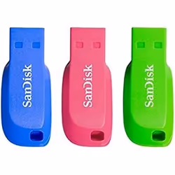 SanDisk Cruzer Blade 16GB, 16 Go, USB Type-A, 2.0, Sans capuchon, 2,5 g, Bleu, Vert, Rose