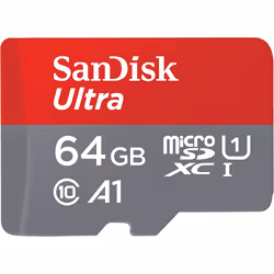 SanDisk Ultra, 64 Go, MicroSDXC, Classe 10, UHS-I, 100 Mo/s, Résistant aux chocs, Résistant à une température, Imperméable