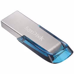SanDisk Ultra Flair lecteur USB flash 128 Go USB Type-A 3.2 Gen 1 (3.1 Gen 1) Bleu, Argent