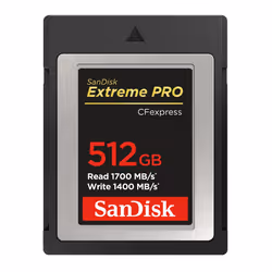 SanDisk Extreme Pro, 512 Go, CompactFlash, 1700 Mo/s, 1400 Mo/s, Noir