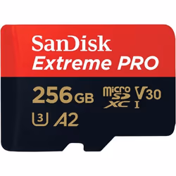 SanDisk 256GB Extreme Pro microSDXC, 256 Go, MicroSDXC, Classe 10, Class 3 (U3), V30, Résistant aux chocs, Résistant à une te ...
