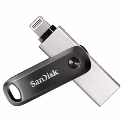 SanDisk iXpand, 64 Go, USB Type-A / Lightning, 3.2 Gen 2 (3.1 Gen 2), Pivotant, Noir, Argent