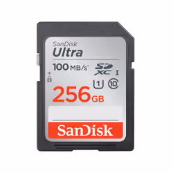 SanDisk Ultra, 256 Go, SDXC, Classe 10, UHS-I, 100 Mo/s, Class 1 (U1)
