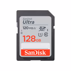 SanDisk Ultra, 128 Go, SDXC, Classe 10, 120 Mo/s, Class 1 (U1), Résistant aux chocs, Résistant à une température, Imperméable ...
