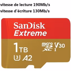 SANDISK Carte mémoire Micro SDXC flash SanDisk Extreme 1 To Class10 A2 V30 U3 vitesse 190/130Mb/s