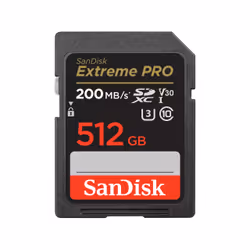 SanDisk Extreme PRO, 512 Go, SDXC, Classe 10, 200 Mo/s, 140 Mo/s, Class 3 (U3)