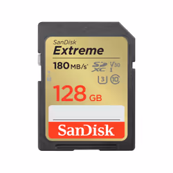 SanDisk Extreme, 128 Go, SDXC, Classe 10, UHS-I, 180 Mo/s, 90 Mo/s