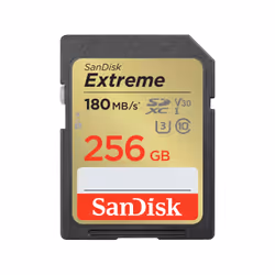 SanDisk Extreme, 256 Go, SDXC, Classe 10, UHS-I, 180 Mo/s, 130 Mo/s