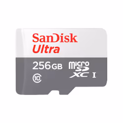 SanDisk Ultra, 256 Go, MicroSDXC, Classe 10, UHS-I, 100 Mo/s, Gris, Blanc
