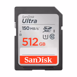 SanDisk Ultra, 512 Go, SDXC, Classe 10, UHS-I, 150 Mo/s, Class 1 (U1)