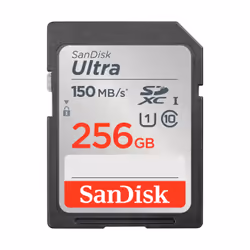 SanDisk Ultra, 256 Go, SDXC, Classe 10, UHS-I, 150 Mo/s, Class 1 (U1)