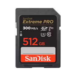 SanDisk Extreme PRO, 512 Go, SDXC, Classe 10, UHS-II, 300 Mo/s, 260 Mo/s