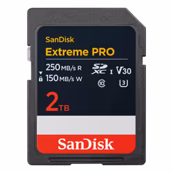 SanDisk Extreme PRO, 2 To, SDXC, Classe 10, UHS-I, 250 Mo/s, 150 Mo/s