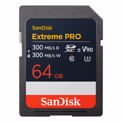 SanDisk Extreme PRO, 64 Go, SDXC, Classe 10, UHS-II, 300 Mo/s, 300 Mo/s