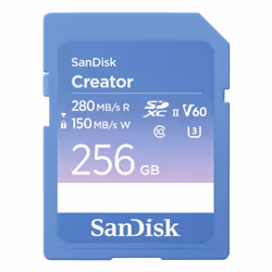 SanDisk Creator, 256 Go, SDXC, Classe 10, UHS-II, 280 Mo/s, 150 Mo/s