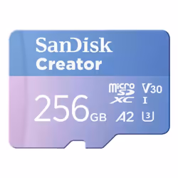 SanDisk Creator, 256 Go, MicroSDXC, Classe 10, UHS-I, 190 Mo/s, 130 Mo/s