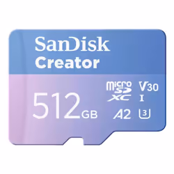 SanDisk Creator, 512 Go, MicroSDXC, Classe 10, UHS-I, 190 Mo/s, 130 Mo/s