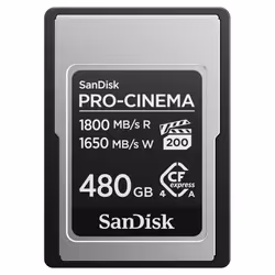SanDisk PRO-CINEMA CFexpress Type A Card - 480GB, 480 Go, CFexpress Type A, 1800 Mo/s, 1650 Mo/s, Anti-goutte, Résistant à la ...