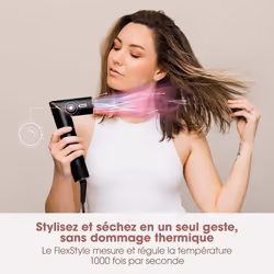 Sèche-cheveux & styler soufflant 2 en 1- SHARK FLEXSTYLE - HD426EU - 3 accessoires - Noir et rose gold - 1400 W
