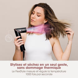 Sèche-cheveux & styler soufflant 2 en 1- SHARK FLEXSTYLE - HD426EU - 3 accessoires - Noir et rose gold - 1400 W