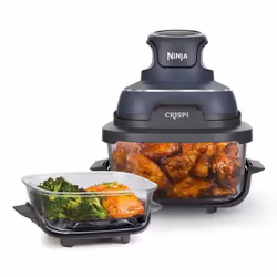 Ninja CRISPi, Friteuse d’air chaud, 3,8 L, Unique, Bleu, Gris, Transparent, Boutons, Verre