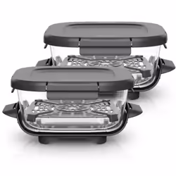 Ninja Crispi TempWare, contenant, Carré, 1,4 L, Transparent, Verre, 2 pièce(s)