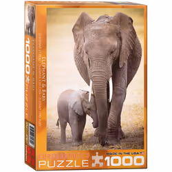 Eurographics Elephant &amp; Baby 1000pcs, 1000 pièce(s), Animaux