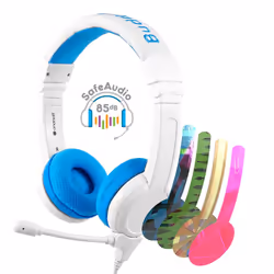 BuddyPhones School+, Avec fil, Appels/Musique, 20 - 20000 Hz, Casque, Bleu, Blanc