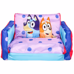 Canapé lit gonflable 2 en 1 pour enfant Bluey - motif Bluey et Bingo Ce petit canapé lit gonflable 2 en 1 Bluey - motif Bluey ...