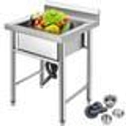Évier inox de cuisine 1 bac - VEVOR - 60 x 62 x 93 cm - Dosseret - Plonge commercial cuisine