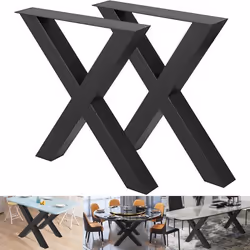 Pieds de table - VEVOR - 72 x 76 cm - Métal Noir - Charge Max 1000 KG - Forme X