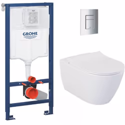 Optez pour la qualité et la simplicité d’installation du Pack WC Bâti support Rapid SL + WC sans bride Bello + Abattant softc ...