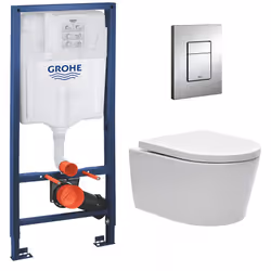 Contenu du pack WC Grohe Rapid SL + cuvette sans bride Swiss Aqua Technologies fixations cachées + plaque Grohe Skate Cosmopo ...