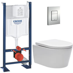 Grohe - Pack wc Bâti autoportant + wc sans bride sat + Abattant softclose + Plaque chrome mat (ProjectSATrimless-5)