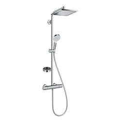 Colonne de douche avec mitigeur thermostatique + Douche de tête Crometta e 240 + Douchette 2 jets + Porte savon - Hansgrohe