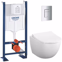 Optez pour la qualité et la simplicité d’installation du Pack Bâti-autoportant Rapid SL + WC sans bride Vitra Sento + Abattan ...