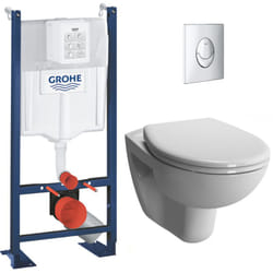 Grohe - Pack wc Bâti-autoportant Rapid sl + wc suspendu Vitra Normus + Abattant softclose + Plaque chrome (ProjectNormus-2)