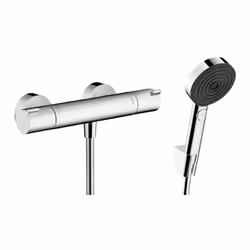 Profitez d'un confort de douche inégalé avec ce Set Mitigeur thermostatique douche + Douchette à main XXL 105mm avec 3 jets + ...