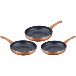 Lot de 3 Poêles en pierre 20 24 28cm Induction cuivre Cenocco CC2001-COP
