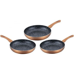Lot de 3 Poêles en pierre 20 24 28cm Induction cuivre Cenocco CC2001-COP