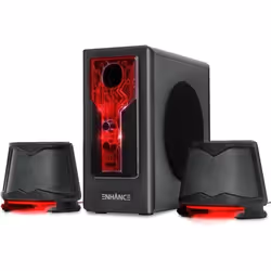 Haut-Parleurs 2.1 - ENHANCE - SB 2.1 - Caisson de Basses Intégré - LED Rouge - 15W RMS
