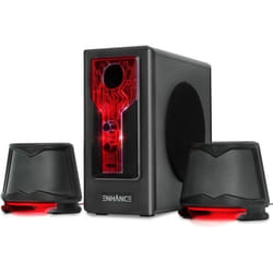 Haut-Parleurs 2.1 - ENHANCE - SB 2.1 - Caisson de Basses Intégré - LED Rouge - 15W RMS