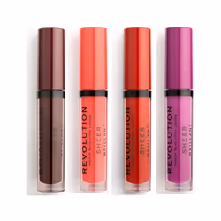 Makeup Revolution - Lot 4 Gloss à Lèvres Sheer Brillant - 148 Plum/ 130 Decadence/ 145 Vixen/ 134 Ruby -